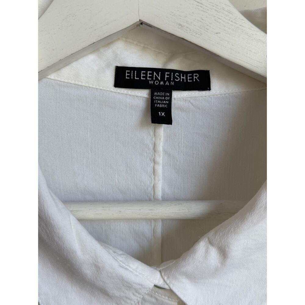 Eileen Fisher Linen Blend Long Sleeve Button-Up Shirt White Women's Plus Size 1X - Picture 6 of 8